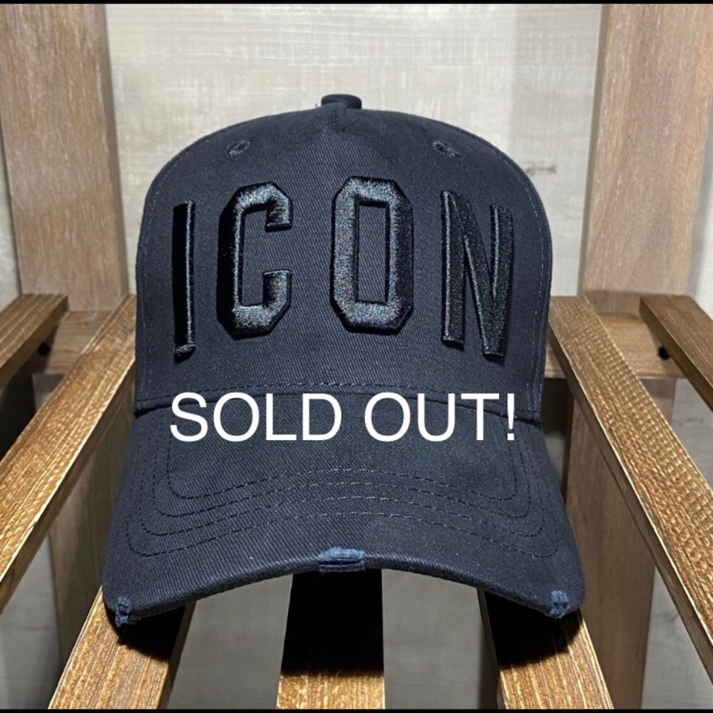 DSQUARED BLACK ICON Embroidered Baseball Cap Hat